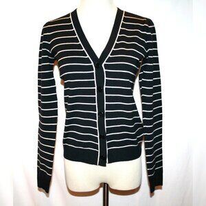 THEORY Navy Cream Stripe Wool Ellie Sweater Small Petite